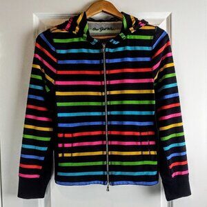 One Girl Who Black Multicolor Stripe Zip Hoodie